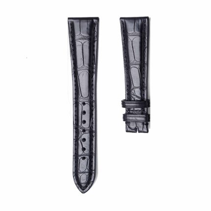 Black Alligator Leather Watch Strap Front View For Zenith Elite 01.C493
