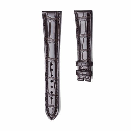 Dark Brown Alligator Leather Watch Strap Front View For Zenith Elite 01.C493