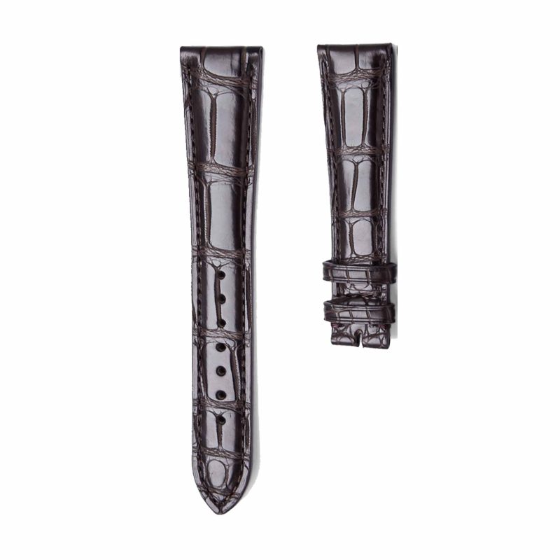 Dark Brown Alligator Leather Watch Strap Front View For Zenith Elite 01.C493