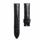Glossy Black Cane-Grain Alligator Leather Watch Strap For Franck Muller Cintree Curvex 6850 S6 GG