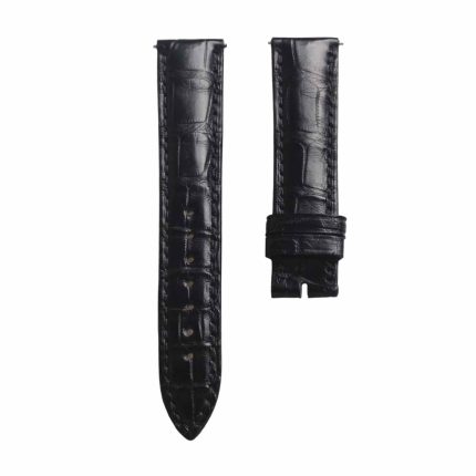 Glossy Black Cane-Grain Alligator Leather Watch Strap For Franck Muller Cintree Curvex 6850 S6 GG