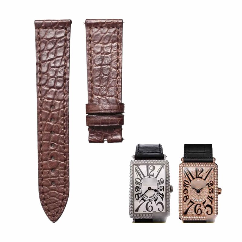 Brown round grain alligator leather watch strap for Franck Muller Ladies' Collection 952 QZ D CD
