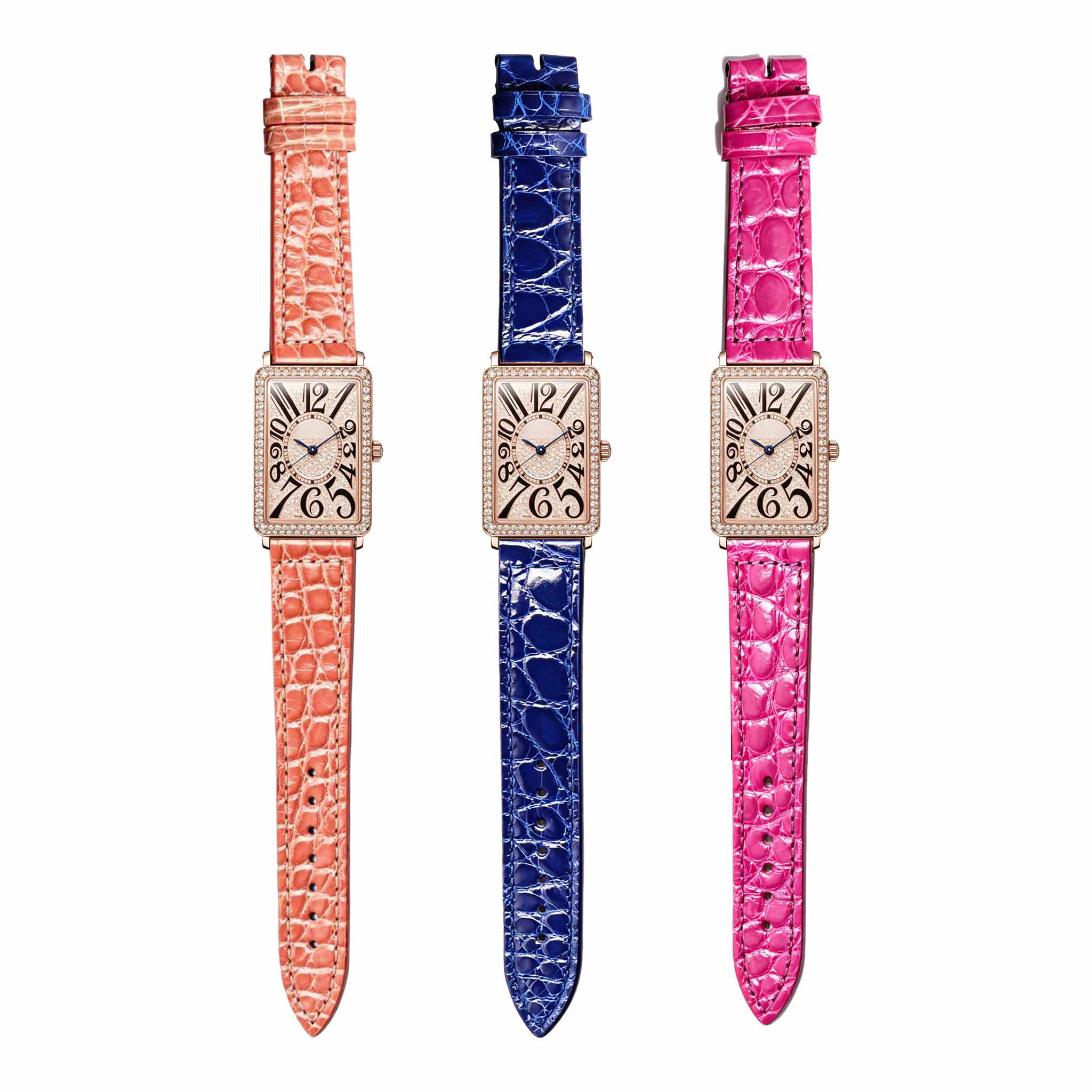 Group view of alligator leather watch straps for Franck Muller Ladies' Collection 952 QZ D CD
