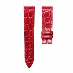 Glossy bright red round grain alligator leather watch strap for Franck Muller Long Island 952 QZ D