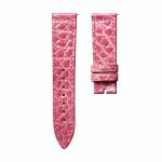 Glossy rose pink round grain alligator leather watch strap for Franck Muller Long Island 952 QZ D