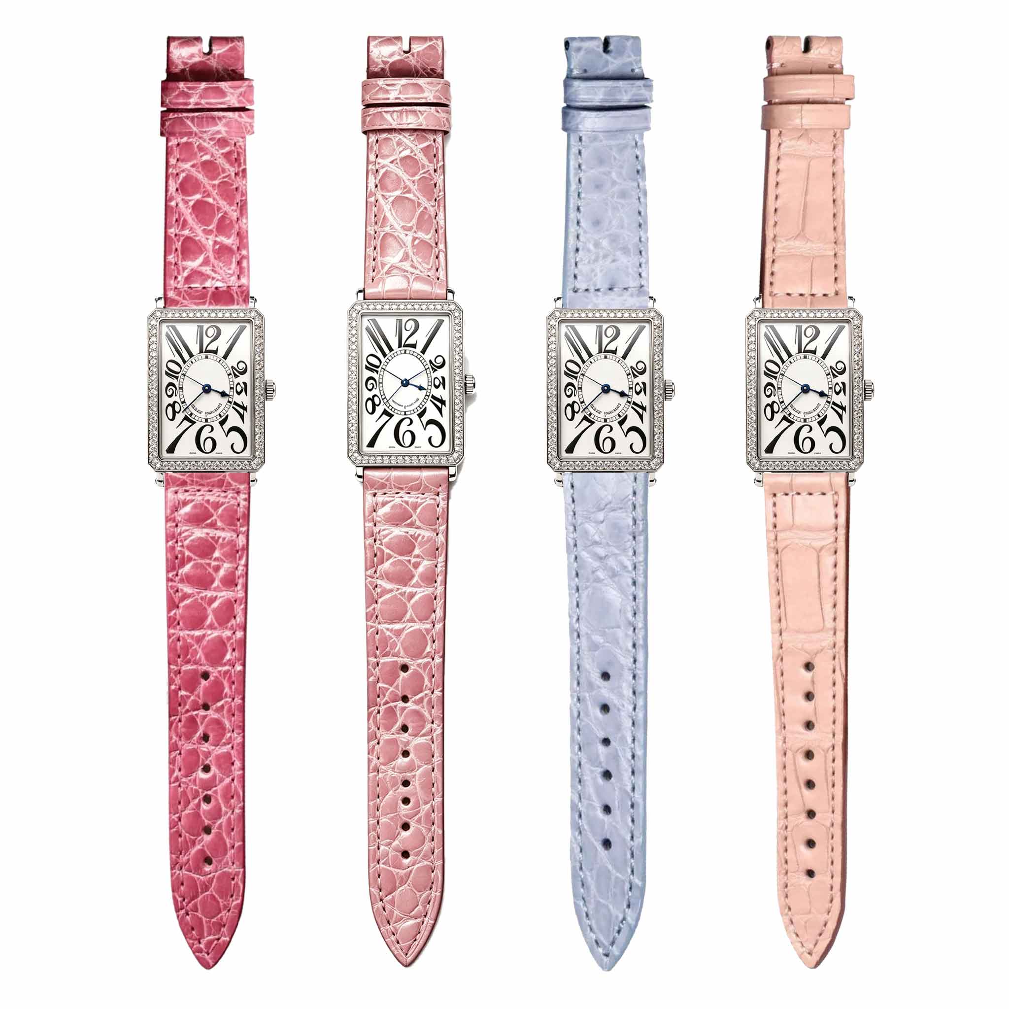Alligator leather watch strap matched on Franck Muller Long Island 952 QZ D watch