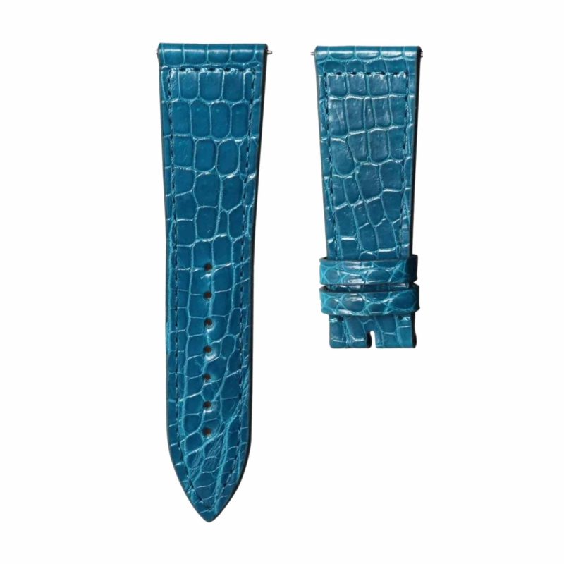 Navy Round-Grain Alligator Leather Watch Strap For Franck Muller Master Square 6002 M QZ V