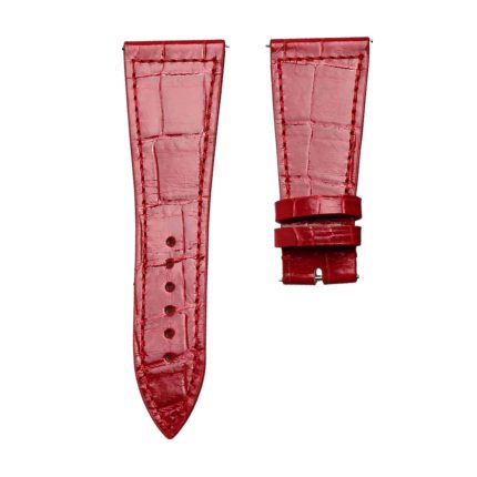 Glossy Red Cane-Grain Alligator Leather Watch Strap For Franck Muller Master Square 6002 M QZ V D CD