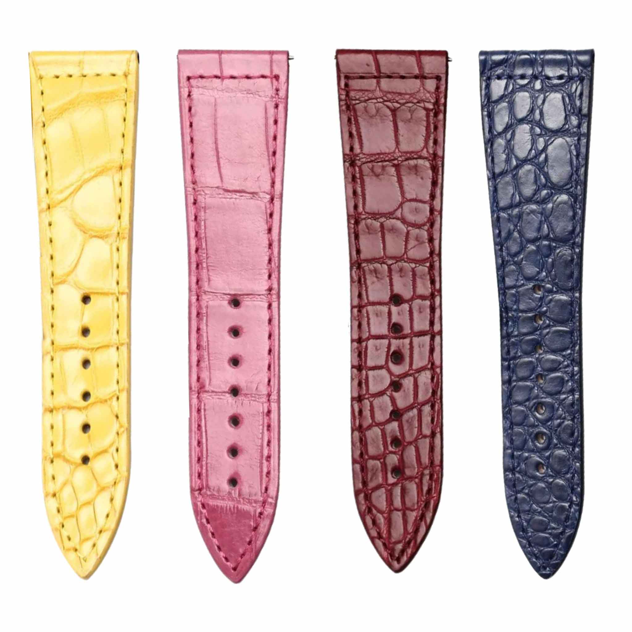 Multi Color Alligator Watch Straps Side Display For Franck Muller Master Square