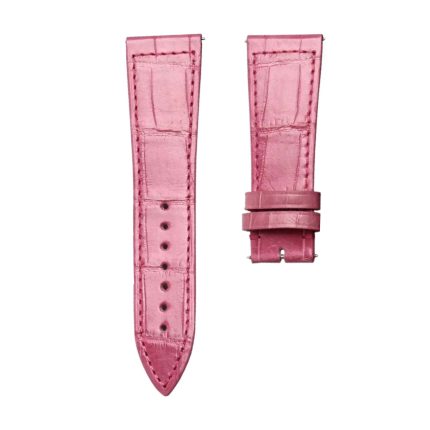 Glossy Rose Pink Cane-Grain Alligator Leather Watch Strap For Franck Muller Master Square 6002 M QZ V D CD