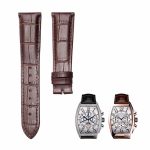 Brown cane grain thick calf leather watch strap for Franck Muller Men's Collection 8880 CC AT