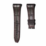 Black cane grain american alligator leather watch strap with red stitch black rubber base for Franck Muller Men's Collection V45 SC DT YACHTIN