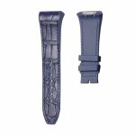 Blue cane grain american alligator leather watch strap with blue rubber base for Franck Muller Men's Collection V45 SC DT YACHTIN
