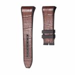 Brown‑red cane grain american alligator leather watch strap with brown stitch black rubber base for Franck Muller Men's Collection V45 SC DT YACHTIN