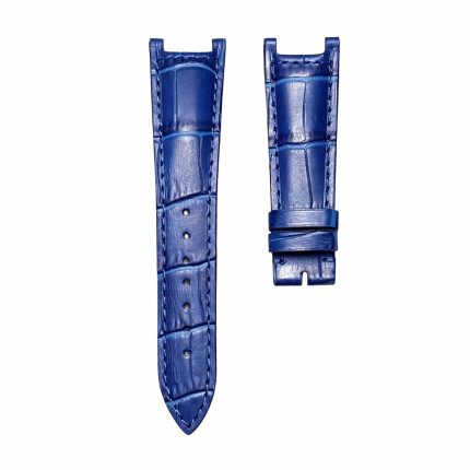 Blue Cane-Grain Calf Leather Watch Strap For Franck Muller Ronde 3900 QZ R D2