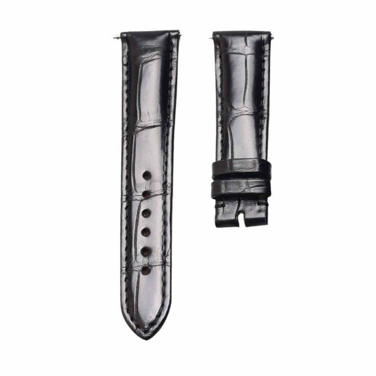 Black cane‑grain alligator leather watch strap for Glashutte Original Lady Serenade 1‑39‑22‑09‑06‑04