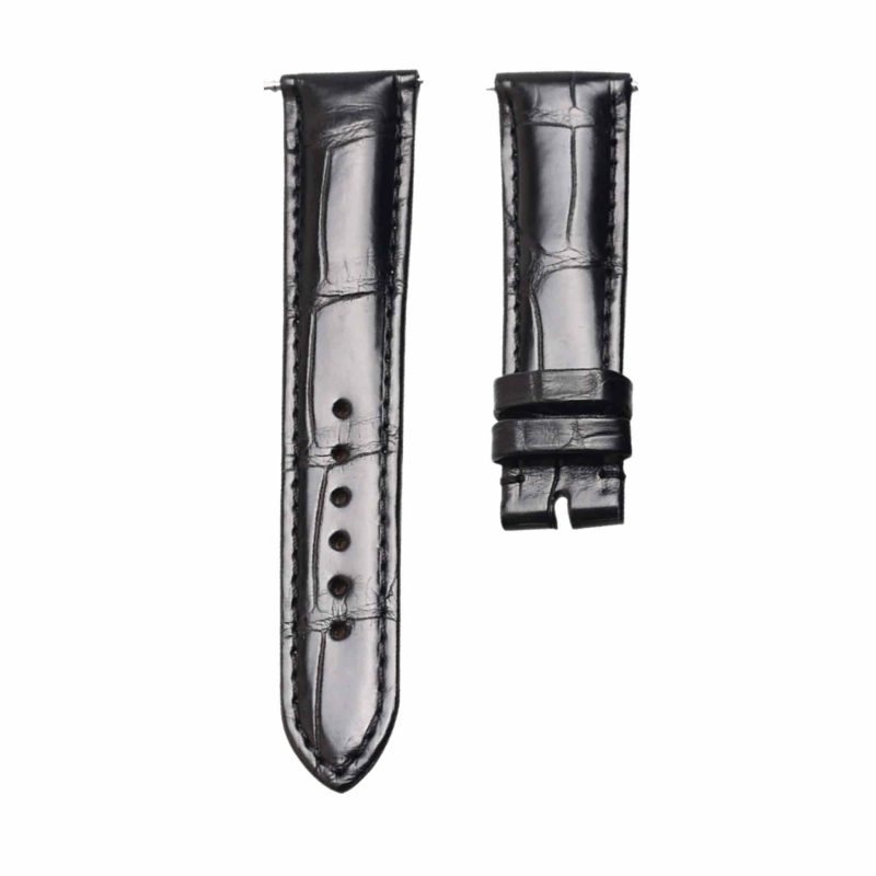 Black cane‑grain alligator leather watch strap for Glashutte Original Lady Serenade 1‑39‑22‑09‑06‑04