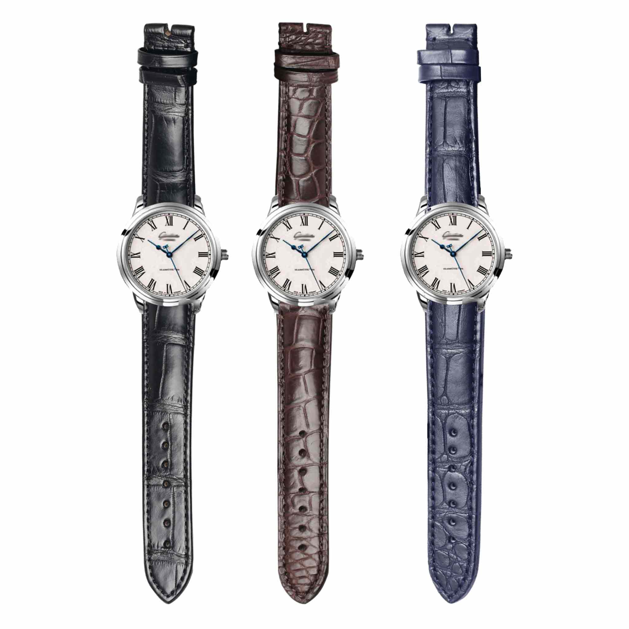 Watch display with compatible strap for Glashutte Original Senator 1‑39‑59‑01‑02‑04