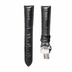 Black cane grain calf leather watch strap silver buckle for Glashutte Original Senator 1‑39‑59‑01‑02‑04