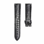 Black round grain alligator leather watch strap for Glashutte Original Senator 1‑39‑59‑01‑02‑04