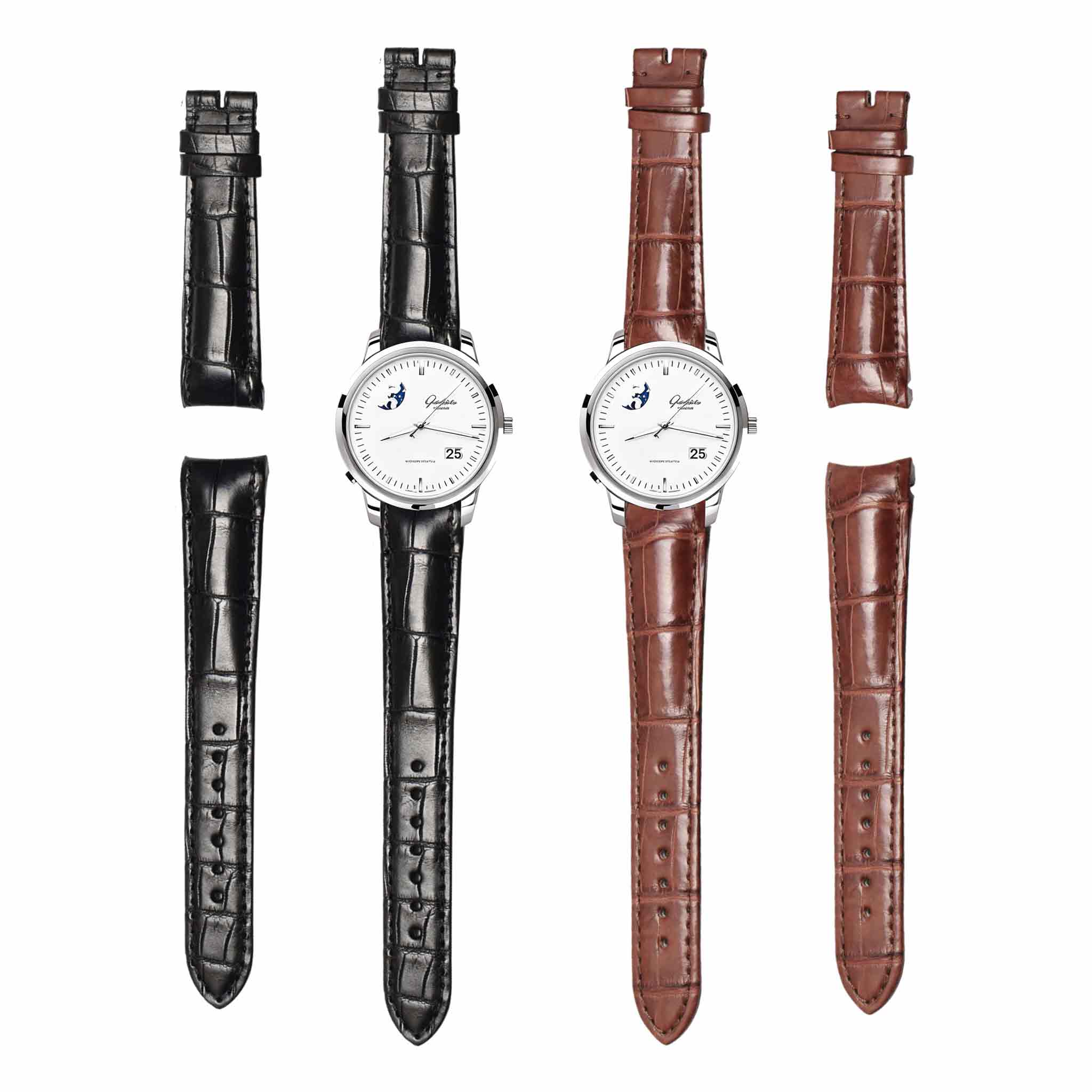 Multi‑color display of replacement watch strap for Glashutte Original Senator 100‑04‑13‑02‑04