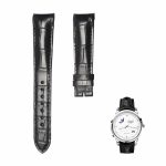 Black cane grain alligator leather watch strap for Glashutte Original Senator 100‑04‑13‑02‑04