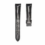 Black cane grain alligator leather watch strap for Glashutte Original Senator 100‑04‑13‑02‑04
