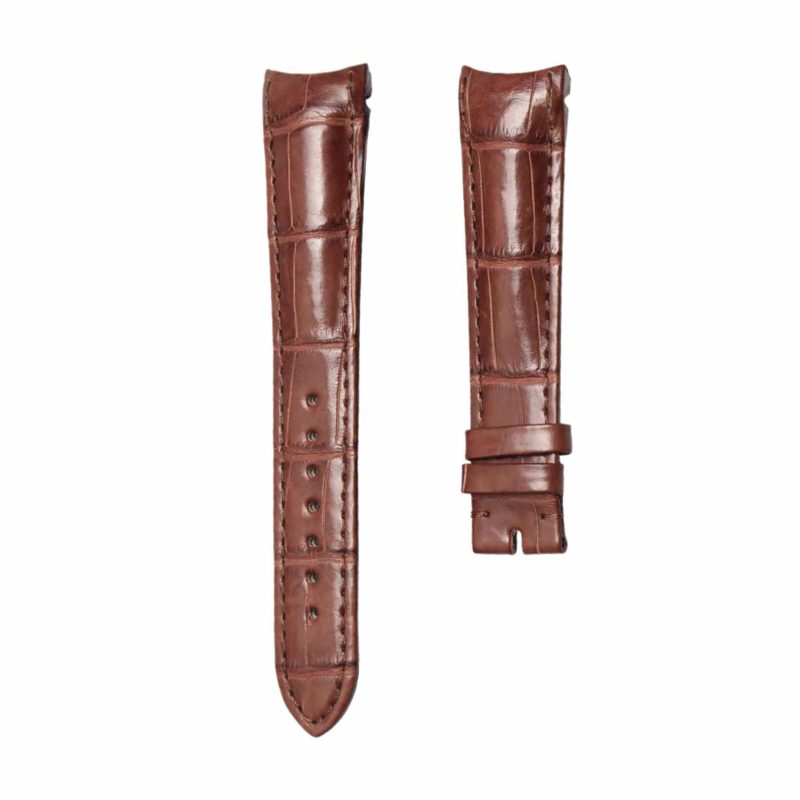 Brown cane grain alligator leather watch strap for Glashutte Original Senator 100‑04‑13‑02‑04