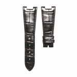 Black cane grain alligator leather watch strap for Glashutte Original Vintage 1‑37‑02‑09‑02‑62