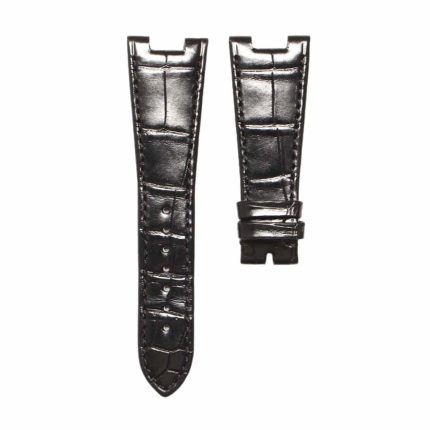 Black cane grain alligator leather watch strap for Glashutte Original Vintage 1‑37‑02‑09‑02‑62