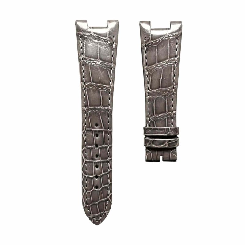 Grey cane grain alligator leather watch strap for Glashutte Original Vintage 1‑37‑02‑09‑02‑62