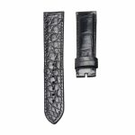 Black double‑sided cane‑grain alligator leather watch strap for Glashutte Original Vintage 1‑39‑52‑04‑02‑04