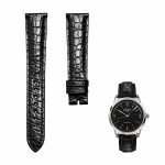 Black round‑grain alligator leather watch strap for Glashutte Original Vintage 1‑39‑52‑04‑02‑04