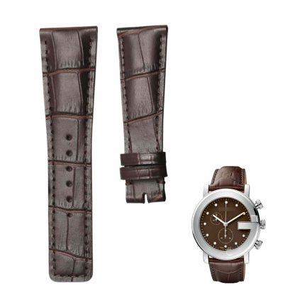 Dark brown cane grain calf leather watch strap for Gucci G‑CHRONOS 228958 I16K2 8169