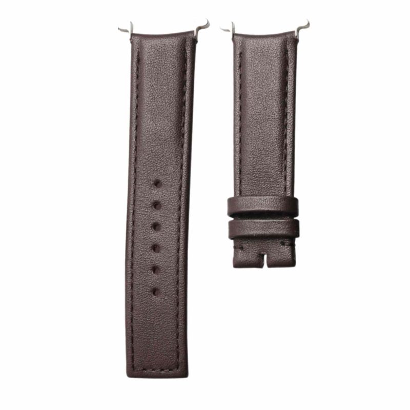 Dark‑brown smooth calf leather watch strap with steel tip for Gucci Ladies Collection YA129411