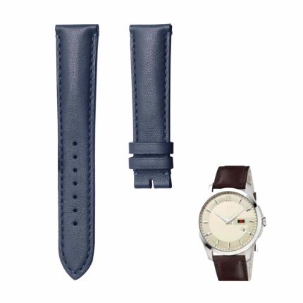 Dark‑blue smooth calf leather watch strap for Gucci Le Marché des Merveilles YA126463, flat tip