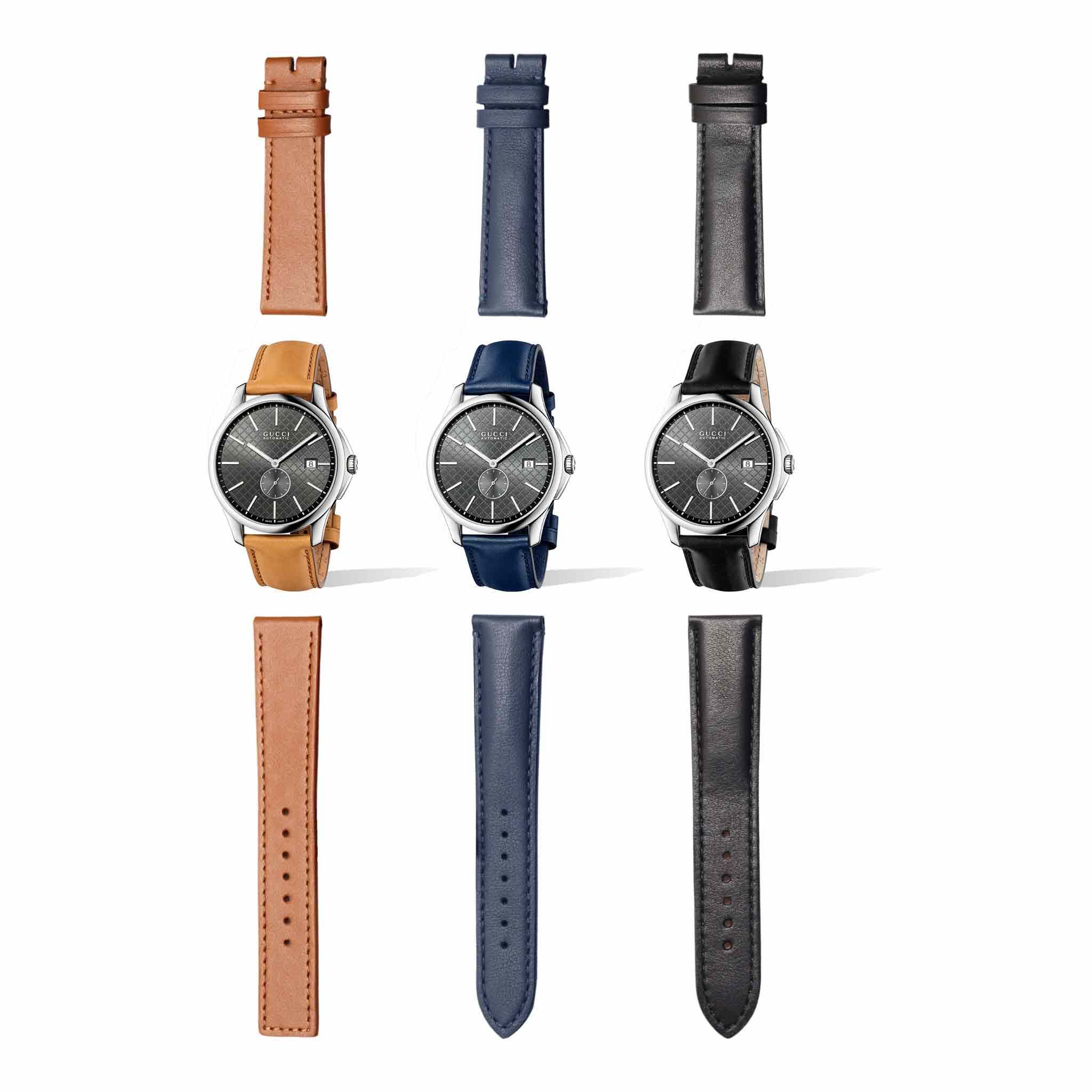 Watch display showing compatible strap for Gucci G‑TIMELESS YA126319