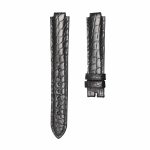 Black round grain alligator leather watch strap without buckle for Gucci HORSEBIT YA140507