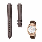 Dark brown flat calf leather watch strap without buckle for Gucci HORSEBIT YA140507