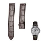 Dark brown cane‑grain calf leather watch strap without buckle for Hamilton Jazzmaster H32515555