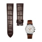 Dark brown cane‑grain calf leather watch strap without buckle for Hamilton Jazzmaster H32766513