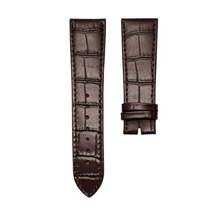 Dark brown cane‑grain calf leather watch strap without buckle for Hamilton Jazzmaster H32766513