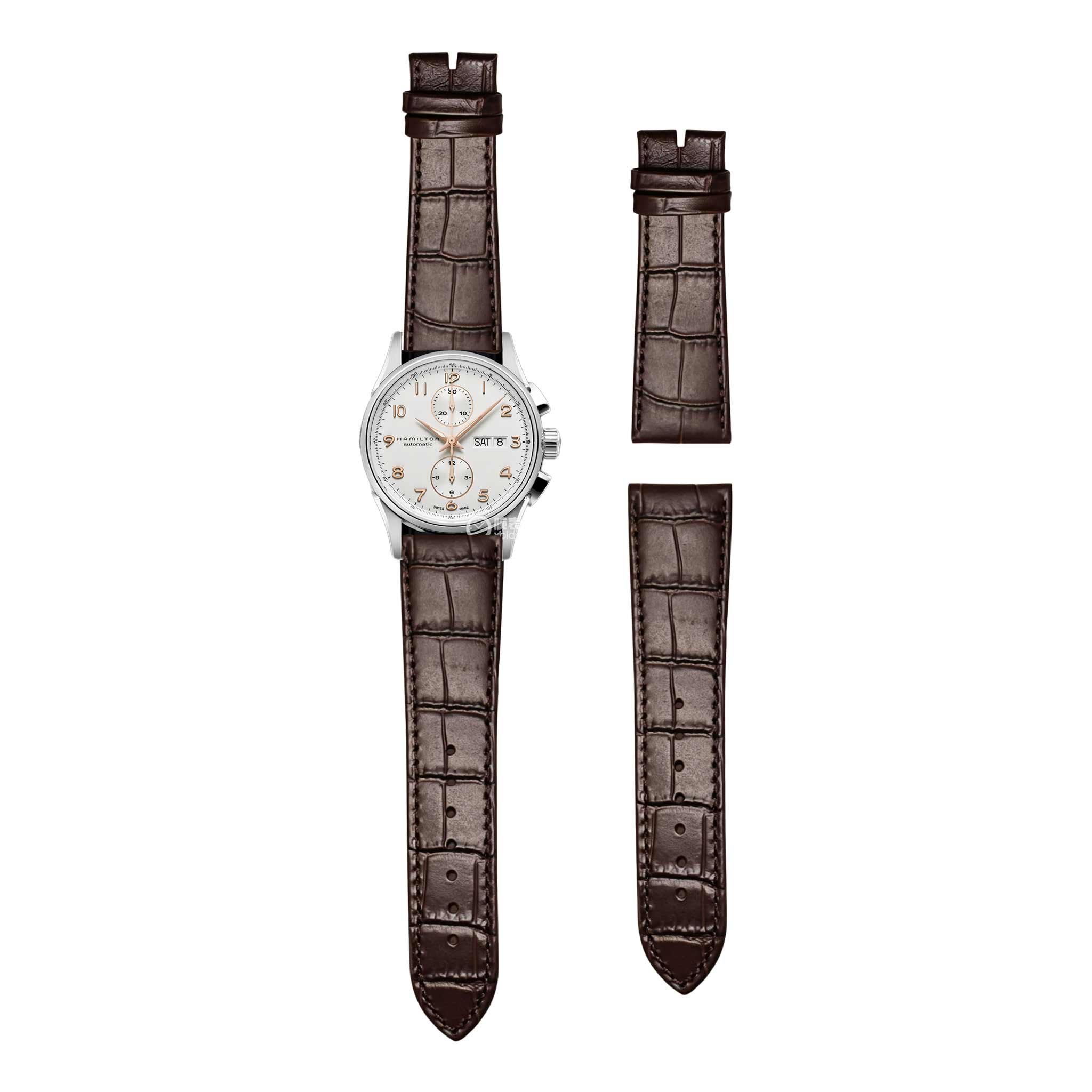 Watch display showing compatible strap for Hamilton Jazzmaster H32766513