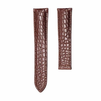 Brown red round grain alligator leather watch strap for deployant buckle, fits Hamilton Jazzmaster Maestro H42615553