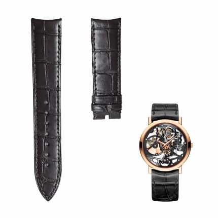 Dark Brown alligator leather watch strap without buckle for Piaget G0A39133