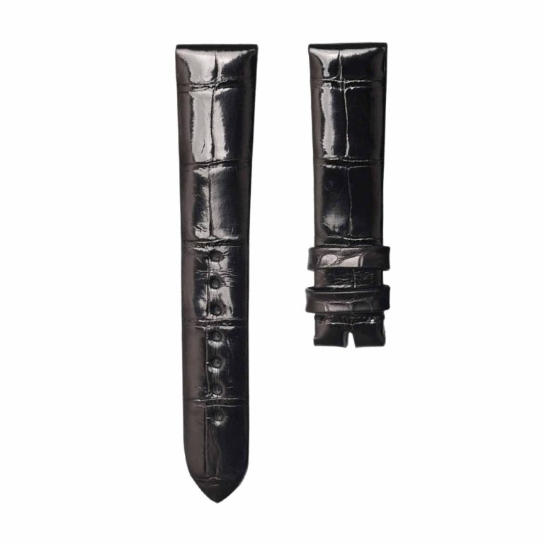 Black Cane-Grain Alligator Leather Watch Strap For Tiffany & Co CT60 34mm