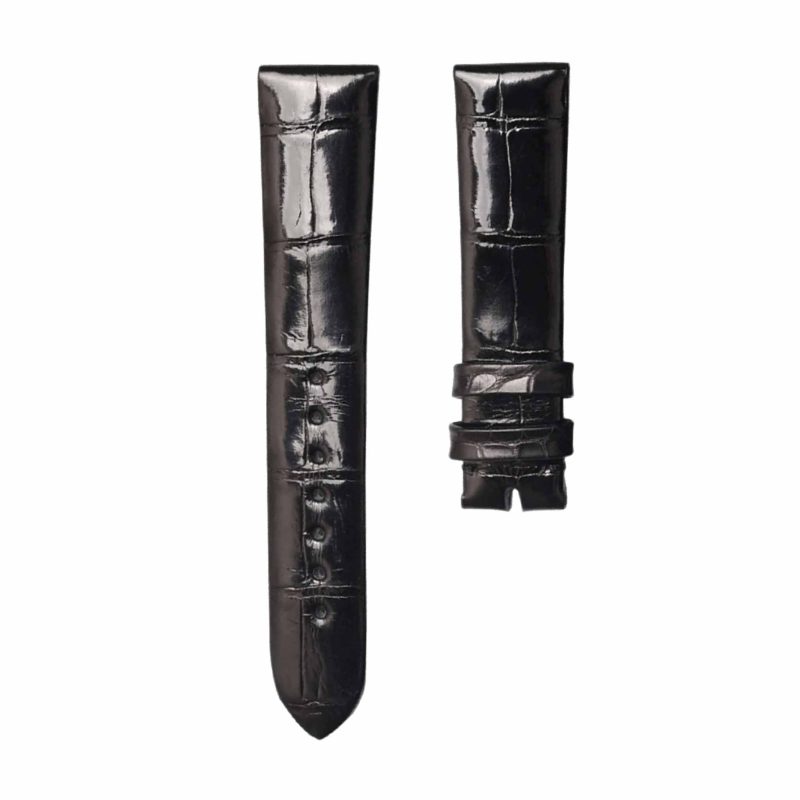 Black Cane-Grain Alligator Leather Watch Strap For Tiffany & Co CT60 34mm