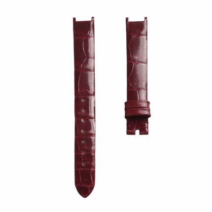 Burgundy cane grain alligator leather watch strap for Van Cleef & Arpels Alhambra VCARD21800