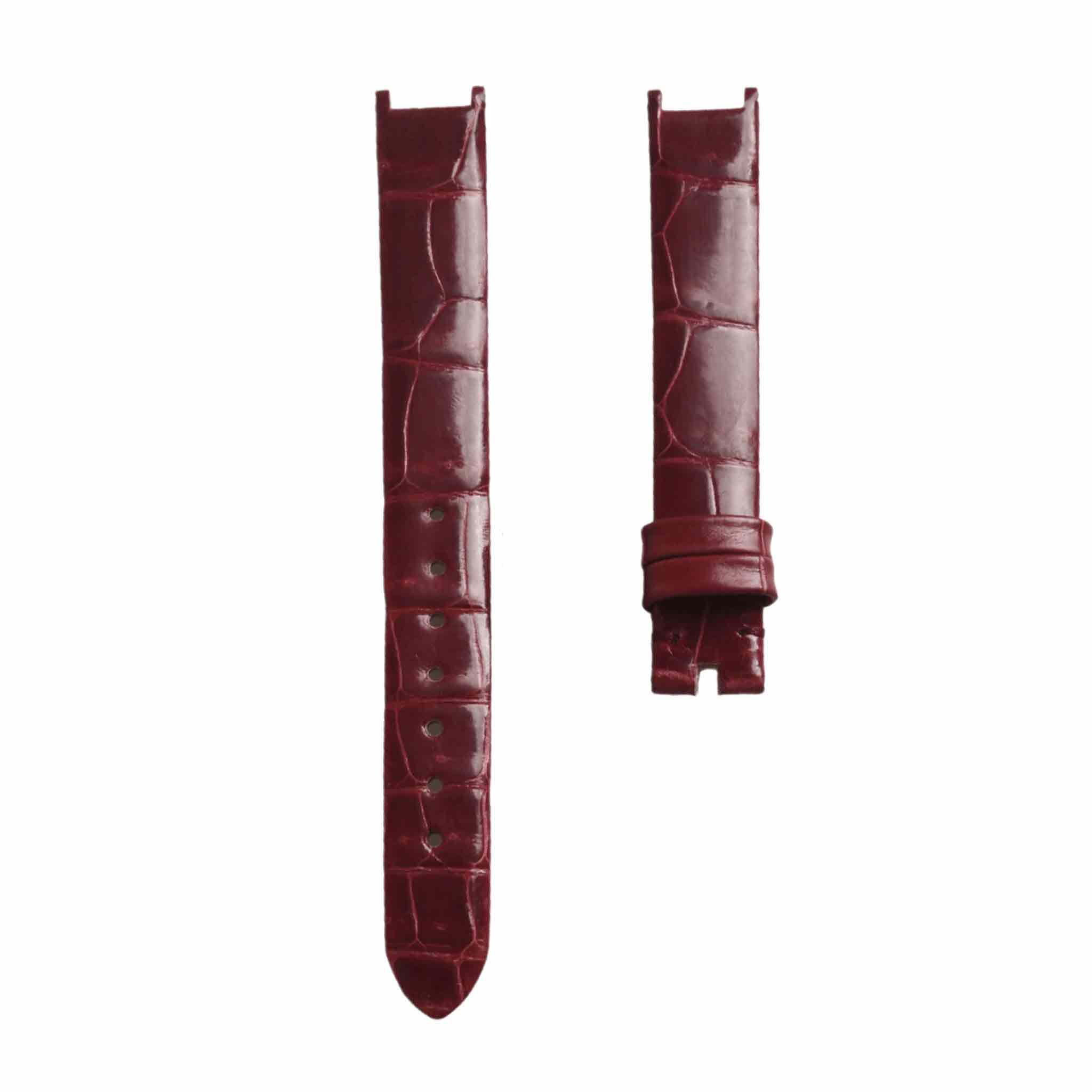 van-cleef-arpels-alhambra-vcard21800-alligator-leather-watch-strap-burgundy-cane-grain-front Burgundy cane grain alligator leather watch strap for Van Cleef & Arpels Alhambra VCARD21800