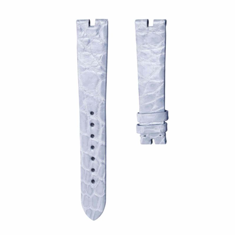 Gloss light blue round grain alligator leather watch strap for Van Cleef & Arpels Poetic Complications VCARN9VI00